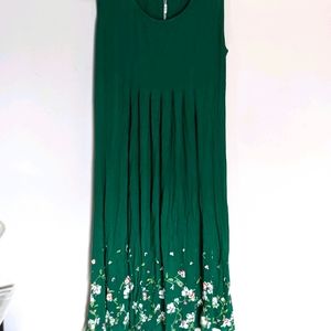 Scoop Neck, Knee-Length Emerald Green Floral Embro